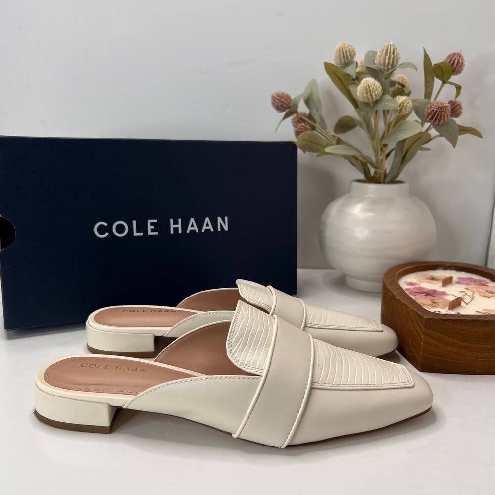 Cole Haan Cream Leather Slip-On Loafers